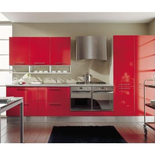 French red kitchen cabinet