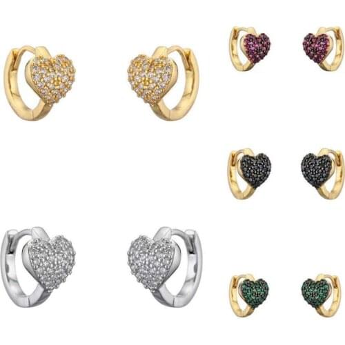 HECHENG 1Pair Heart Earrings.Small Hoop Earring,Black and Gold Color Jewelry