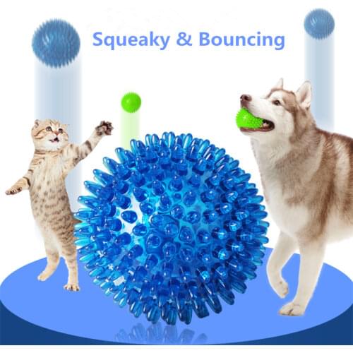 Dog Squeaky Ball Bouncing Toys Rubber Interactive Fetch Toy Spiny Spike Balls Dog Chew Teething Toys For Puppy Pets Suppliers