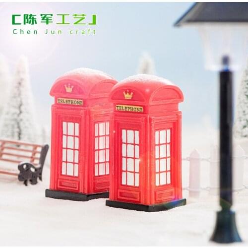 Creative Promotional Gift Red Telephone Model Antique Desktop Ornament Craft Home Decoration Figurines Specific Gift