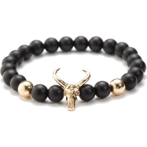 Cow 8mm Punk multicolor Agate beads Chakra Reiki Buddha Yoga Bracelet elastic adjustable Volcanic Stone Bangles iuk45