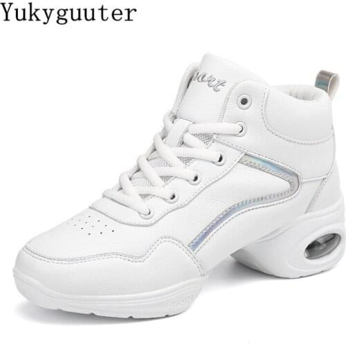 Dance Shoes Woman Ladies Modern Soft Outsole Jazz Sneakers Leather Breathable Air Cushion Female Dancing Fitness Shoes Sport