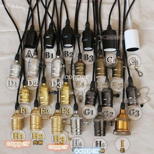 1PCS blubs Retro Edison Style Bronze Lamp Holder Pendant 1m line Light E27 Bulb Socket 220V 110v blub good for all E27 blubs