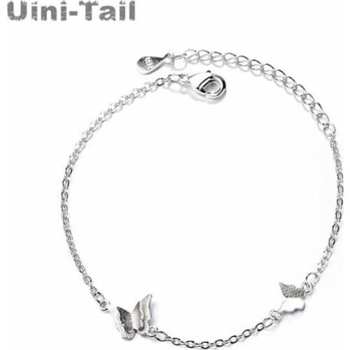 Uini-Tail Hot Sale New 925 Sterling Silver Hand Frosted Flying Butterfly Bracelet Small Fresh Literary Fashion Trend Jewelry