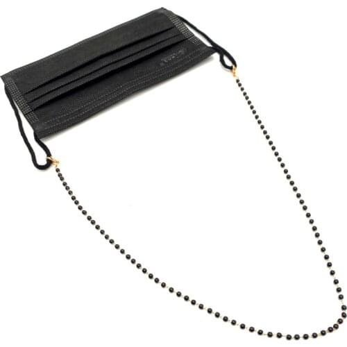 Fashion Acrylic Crystal Glasses Neck Strap Chain Acrylic Crystal Black Beads Eyeglasses Necklace Metal Sunglasses Cord Lanyard