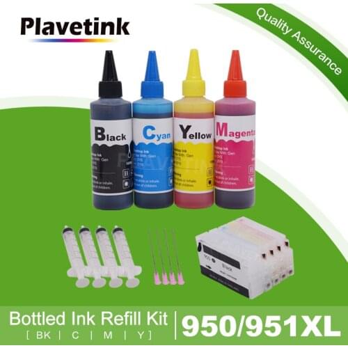 Plavetink 100ml Printer Ink Refill Kit + Refillable Ink Cartridge For HP 950 951 XL Officejet Pro 251dw 276dw 8100 8600 Printer