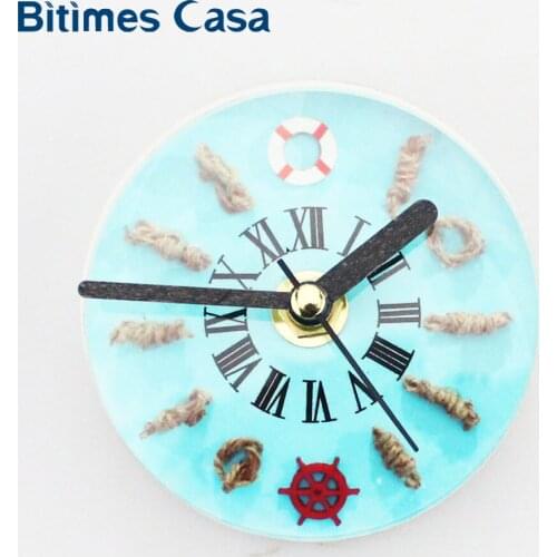 Bitimes Blue Sea Style Fridge Magnets Wall Clock Refrigerator Magnetic Home Decoration Clock For Children Kids Room Decor