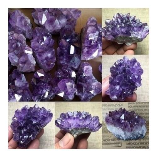 Natural Amethyst Cluster Geode Purple Crystal Quartz Specimen Home Decor