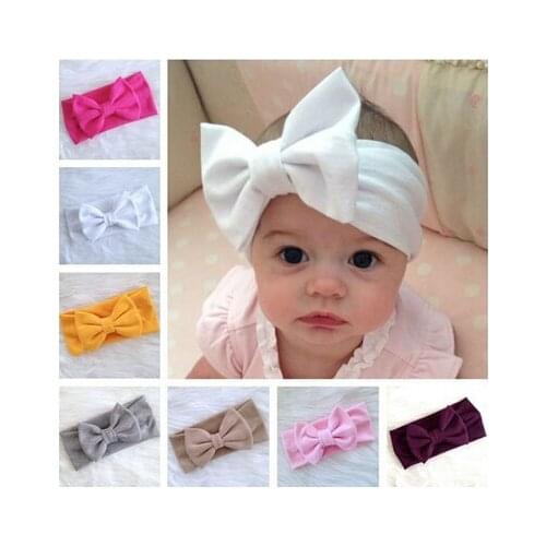 2016 New 10pcs/lot Fashion Big Bow Headband Cotton Girl Turban Headwrap kids Top Knot Headband 11 Colors Free Shipping
