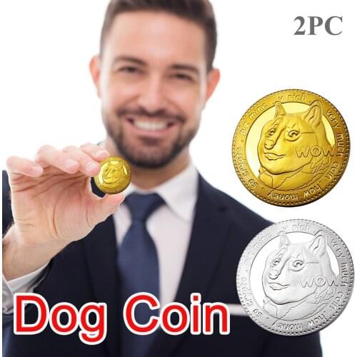 2021 New Collectors Gold Plated Doge Coins Gold Dogecoin Commemorative Coins Plated Doge 2PC Gold Plated Doge Commemorative Coin