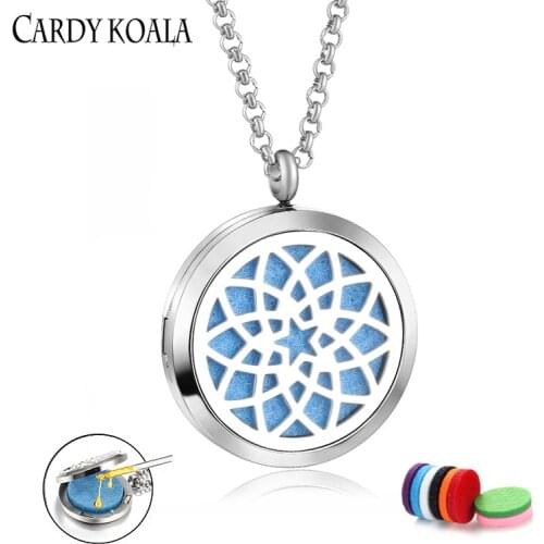 European and American new essential oil necklace titanium steel hollow fragrance pendant custom essential oil jewelry