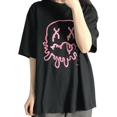 ZuoLunOuBa New Arrival Summer Casual Women T Shirt Harajuku Anime Print Lovely Pink Small Jellyfish Girl Tees Korean Tops Female