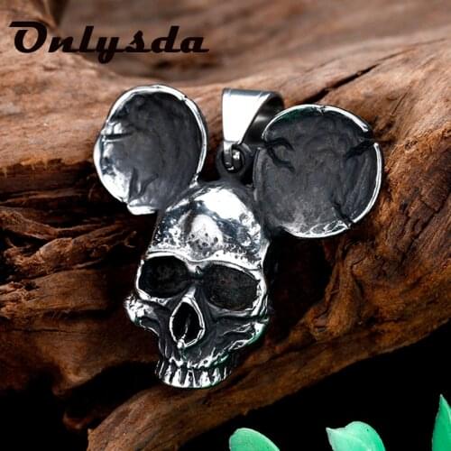 Wholesale Cool Stuff New Arrival Hiphop Rock Sliding Skull Pendant Charms Stainless Steel Chains Necklace Mens Skeleton Jewelry