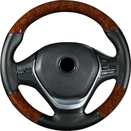 Car Steering Wheel Braid Cover Needles And Thread Peach Wood DIY Car Truck Leather Steering Wheel Cover Auto Accessories