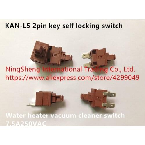 Original new 100% KAN-L5 2pin key self locking switch water heater vacuum cleaner switch 7.5A250VAC
