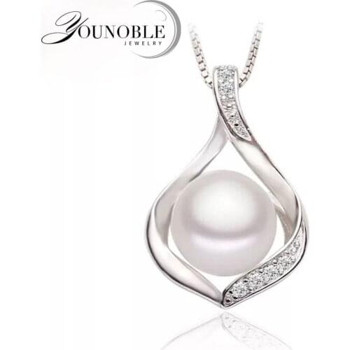 Natural Freshwater Pearl Pendant Necklace Women Fashion 925 Sterling Silver Boho Statement Necklace Pearl Jewelry