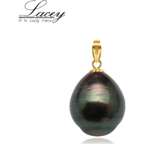 Real big black pearl pendant for women, 11-12mm natural tahitain pearl pendant 18 k gold jewelry baroque pearl pendant gift