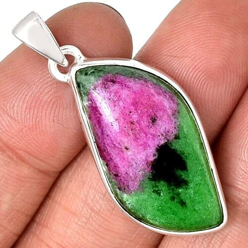 Genuine RUBY ZOSITE Pendant 925 Sterling Silver, Total Length : 41 mm, AP7009