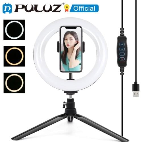 PULUZ Photography Lighting Phone Ringlight Tripod Stand Photo Led Selfie Ring Light Lamp for TikTok Youtube Live Video Shooting