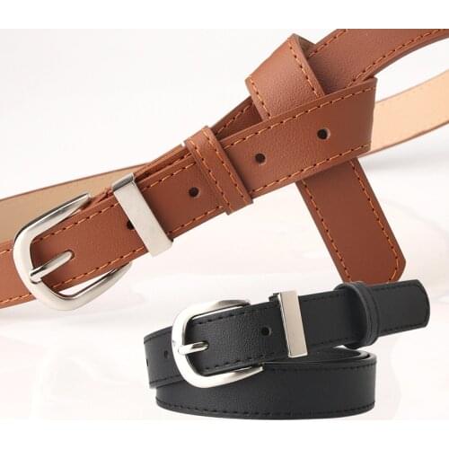 Womens Belt Cummerbunds Belts For Women Dress Apparel Lady Pu Leather Black Waist Belts Women Sliver Buckle
