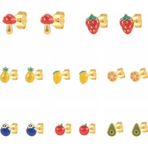 CANNER Stud Earring 925 Sterling Silver Small Tropical Fruit Mango Pineapple Summer Trending Products 2021 Earbone Piercing Aros