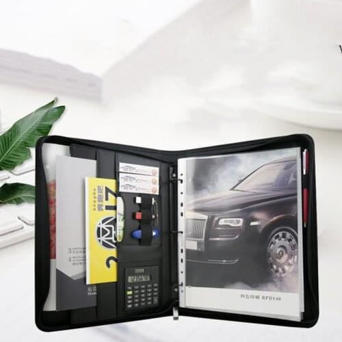 Customize A4 Modern Metal Binder File Folder PU Leather Notebook Card Holder Document Bag Organizer Briefcase Padfolio Manager