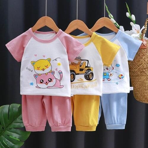 New Clothes For Kids Girl Sports Tracksuit 2 Piece Clothing Set Children Cotton Wear Clothes Short Sleeve Tops + Pants Suit