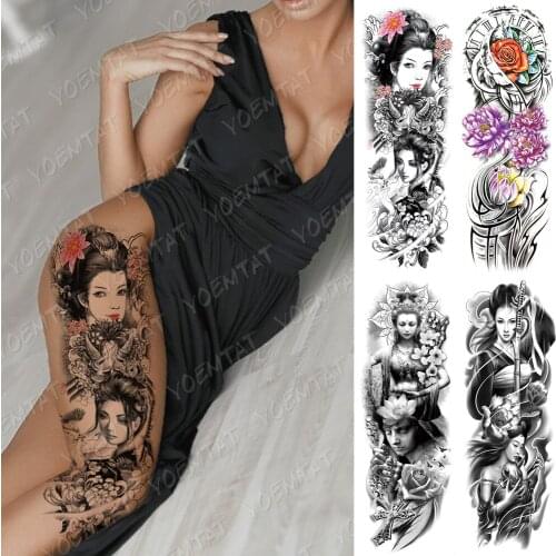 Large Arm Sleeve Tattoo Dragon Fire Tiger Buddha Waterproof Temporary Tatto Sticker Prajna Body Art Full Fake Tatoo Women Men