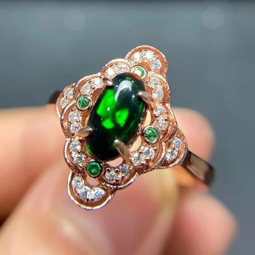 CoLife Jewelry Vintage Black Opal Ring for Daily Wear 5*7mm Black Opal Silver Ring 925 Silver Black Opal Jewelry