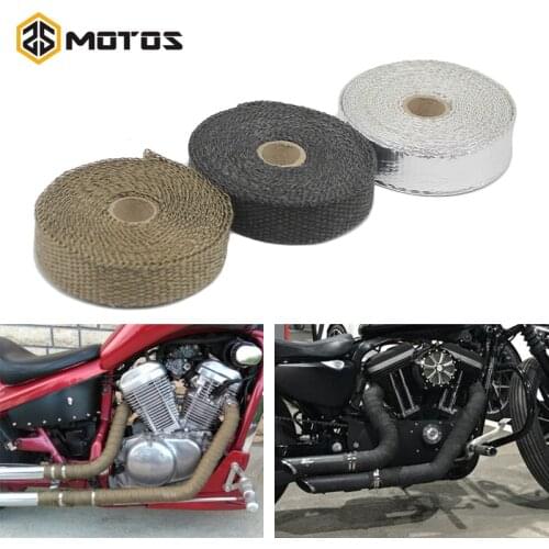 ZS MOTOS 5M-15M Exhaust Pipe Header Heat Wrap Heat Insulating Wrap Tape Fireproof Cloth Roll With Durable Steel Ties Kit
