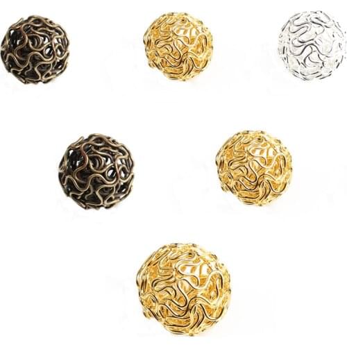 18MM Golds Bronze Silver Plated Hollow Twist Ball Metal Wire Round Loose Spacer Beads for Beadwork Diy Jewelry Accessories 20pcs
