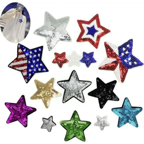 20pcs Star Glitter Patches For Clothing Iron On Sequined Patch Appliques Garment Hoodies Bag Shoes Cap Jeans Jacket Patchwork