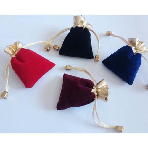 500pcs Phnom Penh Gold Bead Velvet Bag Jewellery Pouch Gift Bags Wedding Drawstring Bag Woman Jewelry Display Gift Packaging Bag