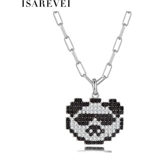 925 Sterling Silver Panda Necklace Light Luxury Original Pendant Pixel Charm Zircon Fine Jewelry For Women
