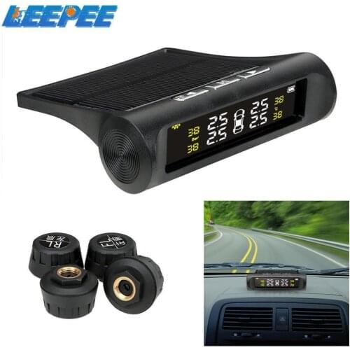 Car TPMS Tyre Pressure Monitoring System Solar Power Digital LCD Display Auto Security Alarm Systems Pressure External Sensor