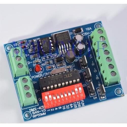 Fast shipping 20pcs 4CH RGBW Easy DMX 512 Decoder,Dimmer,Controller,Drive,WS-DMX-4CH-BAN-V3 DC5V-24V for RGBW LED Strip Light