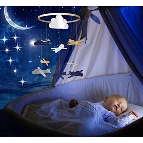 Baby Bed Bell Cartoon Sleeping Toys Bedroom Crib Airplane Hanging Decoration Baby Circling Bed Felt Toys Children Wind Chimes