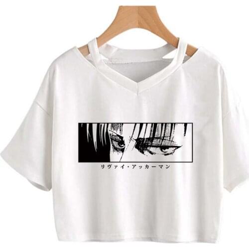 Attack on Titan T Shirt Manga Japanese Anime Shingeki No Kyojin T-shirt Gothic Harajuku Tee Punk V-neck Sexy Crop Tops Tshirt