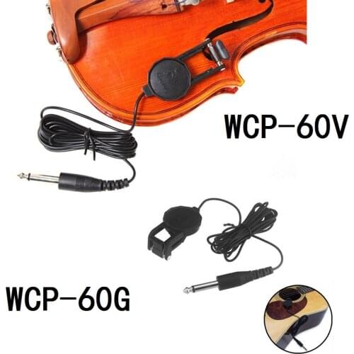 Cherub WCP-60V pickup for Violin, WCP-60G pickup for Guitar Clip-on Pickup with 14 Jack 2.5M Cable Compact Professional