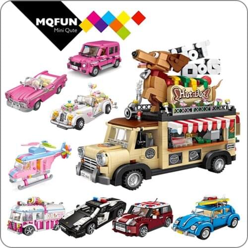 LOZ Technic Mini Building Blocks Hot Dog Cart Car Vehicle Assemble Kids Educational Toys for Children Creator Ice Cream Truck