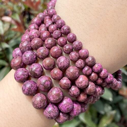 Wholesale Natural Rose Red Snow Jade Stone Round Beads For Jewelry Making 6/8/10mm Spacer Loose Beads Diy Bracelet Necklace