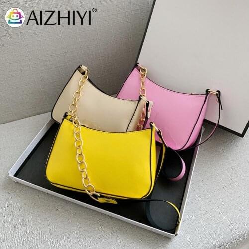 Fashion Women Patent PU Leather Solid Color Shoulder Underarm Bag Casual Ladies Chain Small Handbags Purse