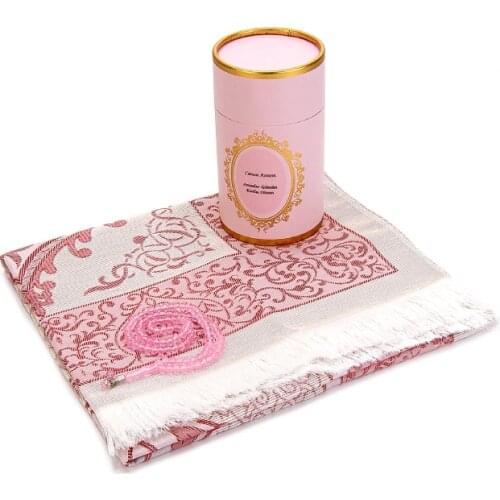 Muslim Gift Set Rosary Hijab Leaf Cut Fiber 99 Beads 6 MM Pearl Cylinder Box Islamic Light Bright Yarn Tassels