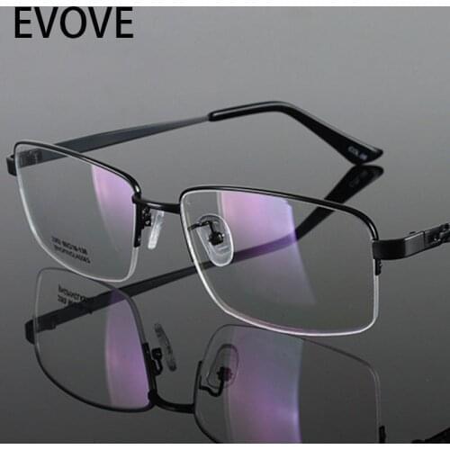 Evove Male Eyeglasses Frame 155mm Oversized Glasses Men Semi Rimless Reading Glasses Spectacles for Prescription Large Face Big