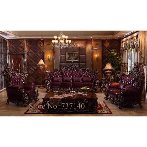 Sofa set living room furniture luxury genuine leather sofa set French furniture High end furniture sofa set wholesale price