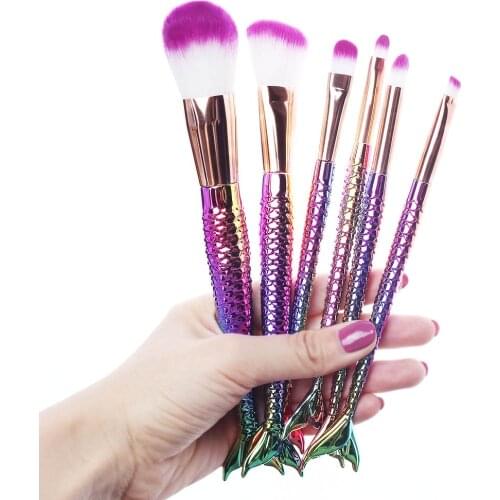 6/10pcs Mermaid Kits Silicone Makeup Brushes Tool Foundation High quality Face Eyeshadow Lip Artist Cosmetics Set Of Bronzer