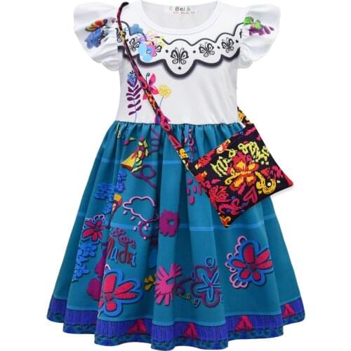 2021 Sequins Girls Trailing Birthday Party Dresses Flower Girl Retro Embroidery Wedding Dress Summer Childrens Clothes Vestidos