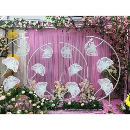 New wrought iron ginkgo leaf road leading arch wedding props decoration stage background window decoration T stage road lead