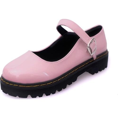 Japanese Student Lolita Shoes Girl Student Shoes JK Uniform PU Leather Shoes Platform Mary Jane Shoes