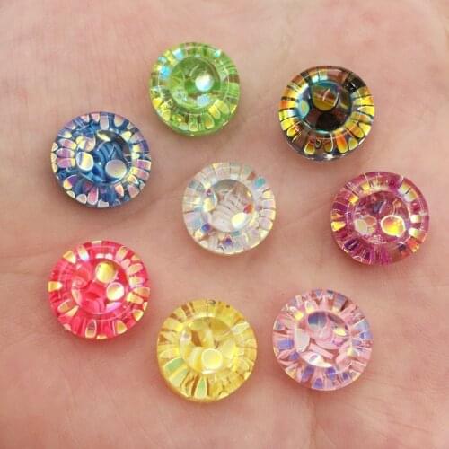 Resin Glitter Paillette Filled 12mm Round Flatback Cabochon Rhinestone 20pcs DIY Scrapbook Decor Home Crystal Figurines Craft